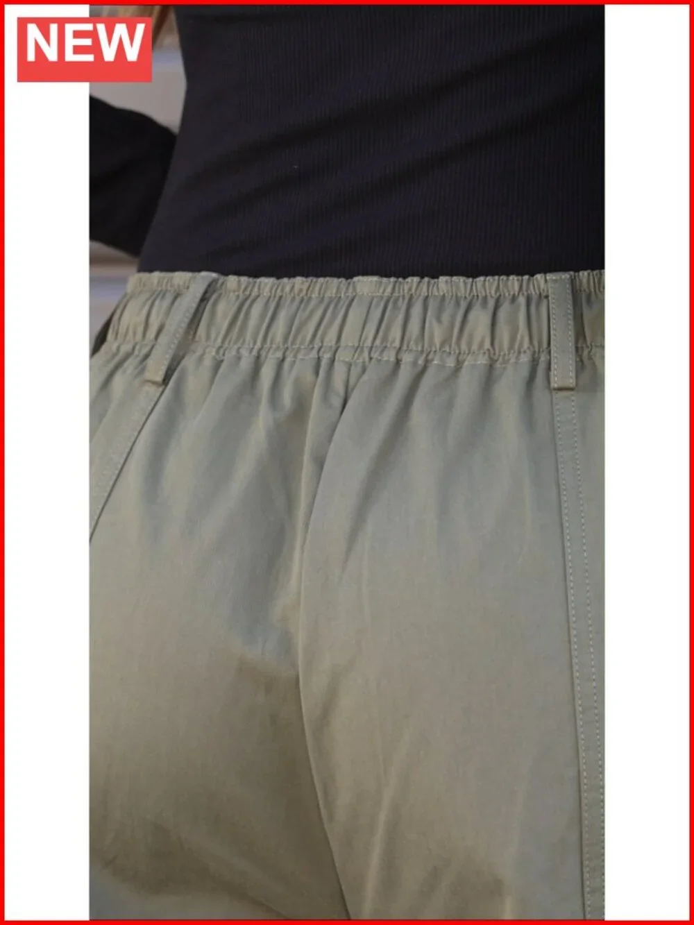 100% Cotton Cargo Pants with Drawstring Elastic Waist Multiple Pockets